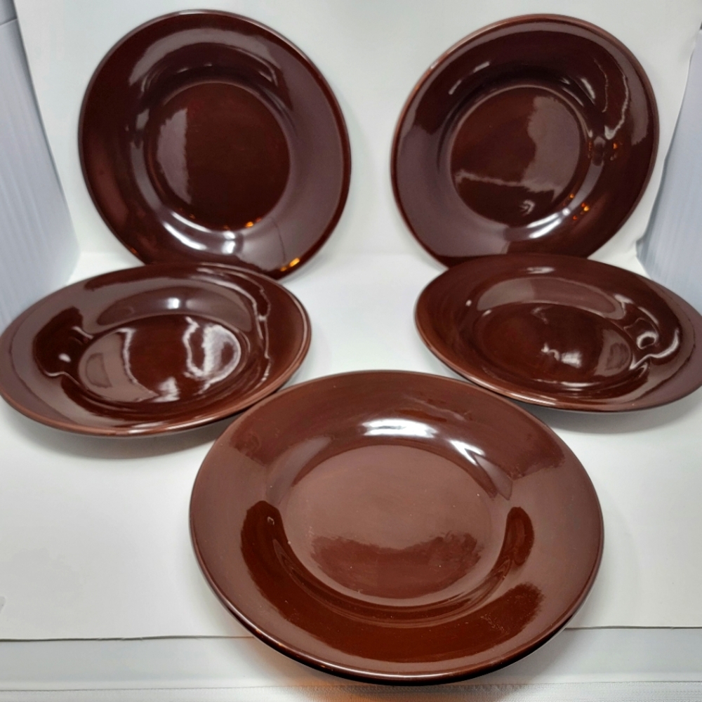 Set of 5 Sausalito Chocolate collection by Pottery Barn 12.5 inch dinner plates